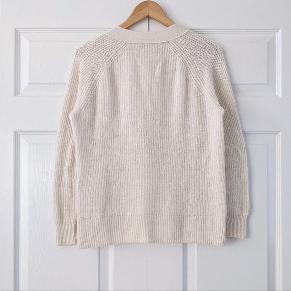 Madewell 'Lyle' Cream Ribbed Henley Sweater | XXS - Picture 5 of 14